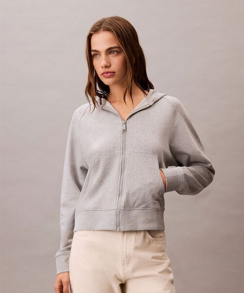 【新品】  カルバンクライン フリースジップパーカーグレー Calvin Klein｜(M)【公式ショップ】 カルバンクライン ロングスリーブ