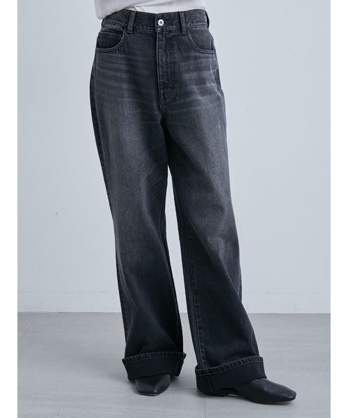 裾折り返しストレート美脚デニム（デニムパンツ）｜MIESROHE