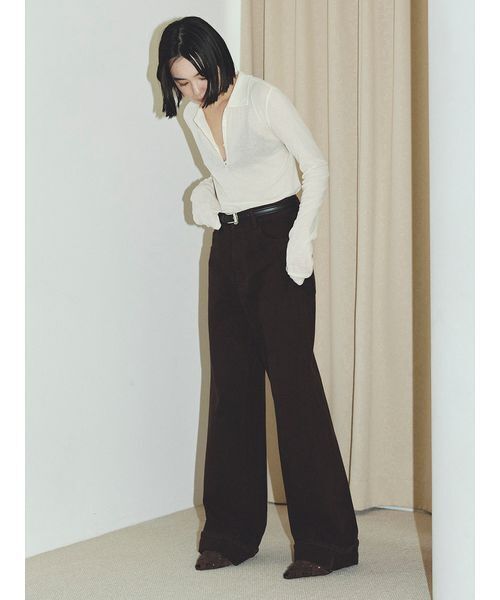MIESROHE(ミースロエ)の「裾折り返しストレート美脚デニム(デニムパンツ・レディース・ライトブルー/ブラック/ブラウン・00/1/0)」の7枚目の写真