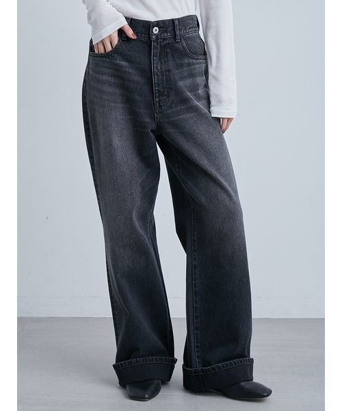 裾折り返しストレート美脚デニム（デニムパンツ）｜MIESROHE