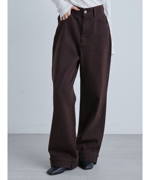 裾折り返しストレート美脚デニム（デニムパンツ）｜MIESROHE