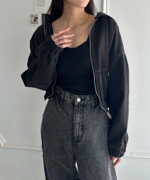 wears（ウェアーズ）の「デニムショートパーカージャケット（パーカー・レディース・ブラック/ブルー・FREE）」の16枚目の写真