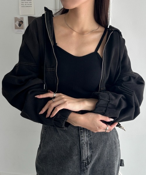 wears（ウェアーズ）の「デニムショートパーカージャケット（パーカー・レディース・ブラック/ブルー・FREE）」の13枚目の写真