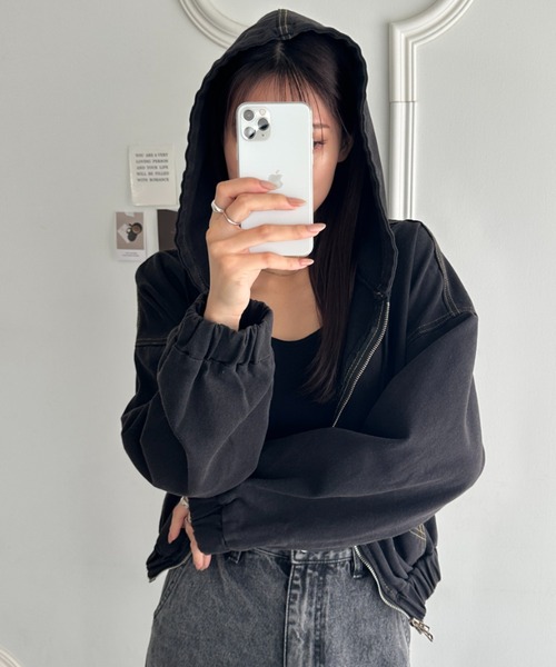 wears（ウェアーズ）の「デニムショートパーカージャケット（パーカー・レディース・ブラック/ブルー・FREE）」の20枚目の写真