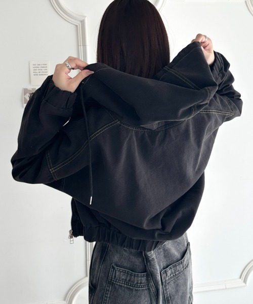wears（ウェアーズ）の「デニムショートパーカージャケット（パーカー・レディース・ブラック/ブルー・FREE）」の7枚目の写真