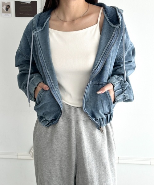 wears（ウェアーズ）の「デニムショートパーカージャケット（パーカー・レディース・ブラック/ブルー・FREE）」の18枚目の写真