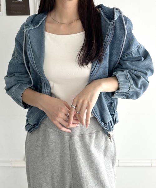 wears（ウェアーズ）の「デニムショートパーカージャケット（パーカー・レディース・ブラック/ブルー・FREE）」の11枚目の写真