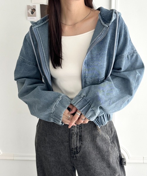 wears（ウェアーズ）の「デニムショートパーカージャケット（パーカー・レディース・ブラック/ブルー・FREE）」の22枚目の写真