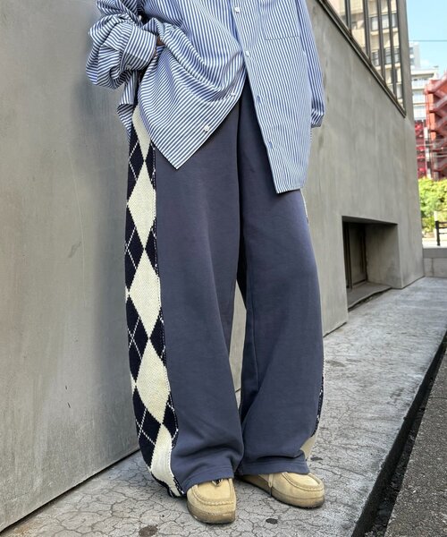 c-boy style 【NO.9】 総柄 アーガイル ニット デニムパンツ CIAOPANIC TYPY（チャオパニックティピー）の「【UNISEX】アーガイル