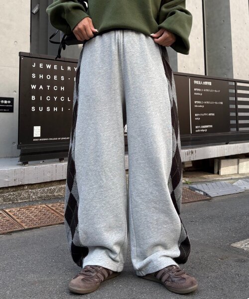 c-boy style 【NO.9】 総柄 アーガイル ニット デニムパンツ CIAOPANIC TYPY（チャオパニックティピー）の「【UNISEX】アーガイル