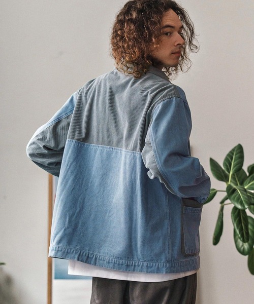 CAMBIO（カンビオ）の「mj10974- 異素材切り替えスタンドカラージャケット(25153CM)（その他アウター・メンズ・ブルー/ブラック/ネイビー・L/M/S）」の5枚目の写真