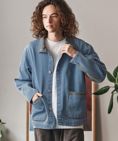 CAMBIO（カンビオ）の「mj10974- 異素材切り替えスタンドカラージャケット(25153CM)（その他アウター・メンズ・ブルー/ブラック/ネイビー・L/M/S）」の6枚目の写真