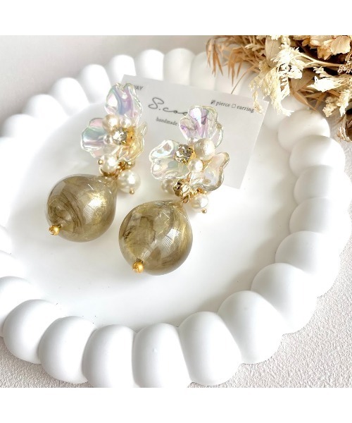 VIBGYOR（ヴィブジョー）の「【S.coeuf】2wayピアス　大ぶりオーロラフラワー×しゃらしゃらドロップチャーム(MA)（ピアス（両耳用）・レディース・その他・FREE）」の2枚目の写真