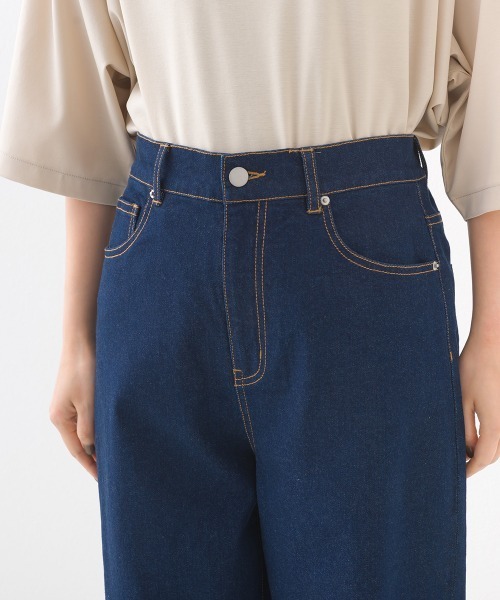 OMNES（オムネス）の「12oz ウォッシュ加工ハイウエストバルーンデニムパンツ（デニムパンツ・レディース・ブルー/ネイビー・LARGE/MEDIUM/SMALL）」の3枚目の写真