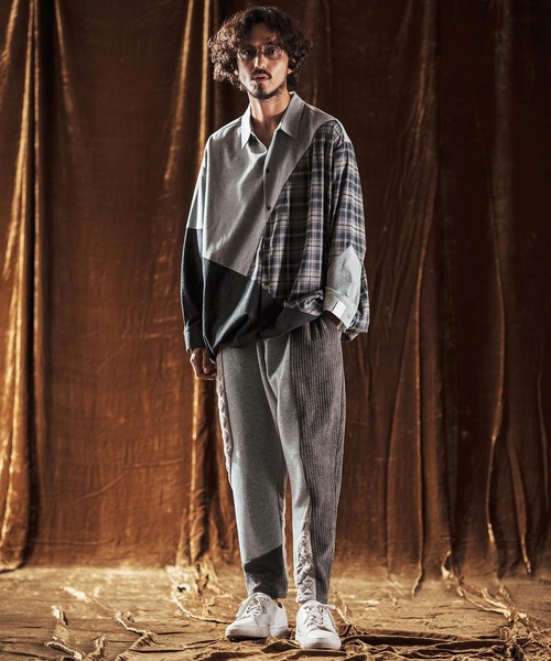 ANGENEHM（アンゲネーム）の「ms6205-Mixed Fabric Panel Shirt シャツ(AG05-018acf)（シャツ/ブラウス・メンズ・ベージュ/グレー・S/L/M）」の15枚目の写真