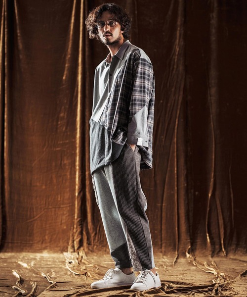 ANGENEHM（アンゲネーム）の「ms6205-Mixed Fabric Panel Shirt シャツ(AG05-018acf)（シャツ/ブラウス・メンズ・ベージュ/グレー・S/L/M）」の17枚目の写真