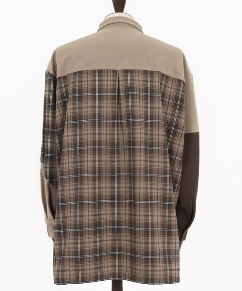 ANGENEHM（アンゲネーム）の「ms6205-Mixed Fabric Panel Shirt シャツ(AG05-018acf)（シャツ/ブラウス・メンズ・ベージュ/グレー・S/L/M）」の19枚目の写真