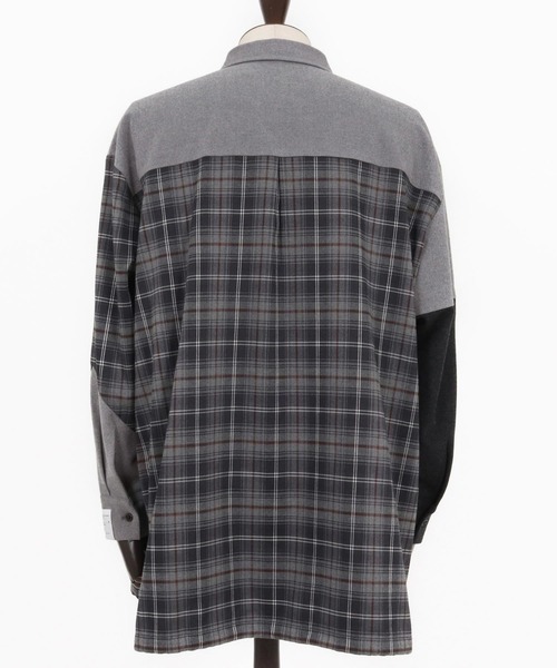 ANGENEHM（アンゲネーム）の「ms6205-Mixed Fabric Panel Shirt シャツ(AG05-018acf)（シャツ/ブラウス・メンズ・ベージュ/グレー・S/L/M）」の21枚目の写真