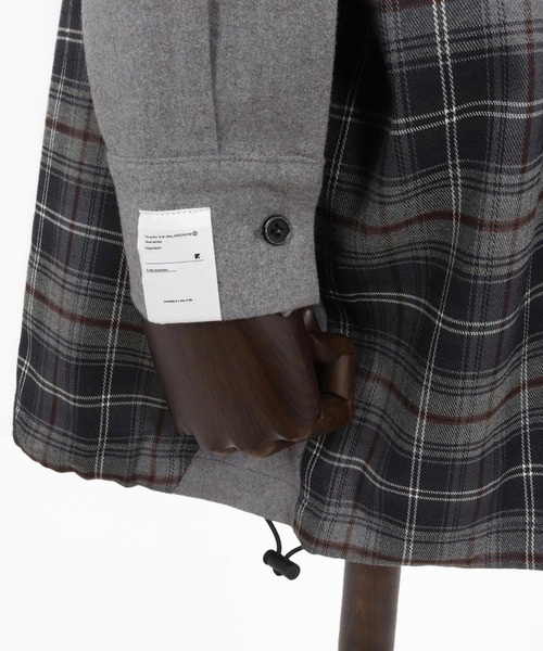 ANGENEHM（アンゲネーム）の「ms6205-Mixed Fabric Panel Shirt シャツ(AG05-018acf)（シャツ/ブラウス・メンズ・ベージュ/グレー・S/L/M）」の4枚目の写真