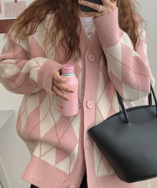 セール】アーガイル柄 ニット カーディガン（ニット/セーター