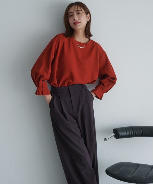 ANY（エニィ）の「コンフォータブルブラウス（Tシャツ/カットソー・レディース・ブラック系/スカイブルー系/ダークグリーン系/オレンジ系/ライトグレー系・F）」の21枚目の写真