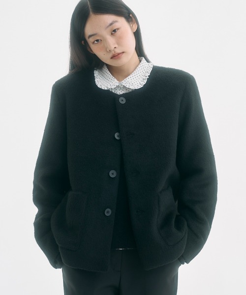 FEKETE(フェケテ)のno collar wool shaggy jacket / ノーカラーウールシャギージャケット(ノーカラージャケット)