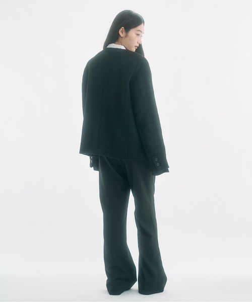 no collar wool shaggy jacket / ノーカラーウールシャギー