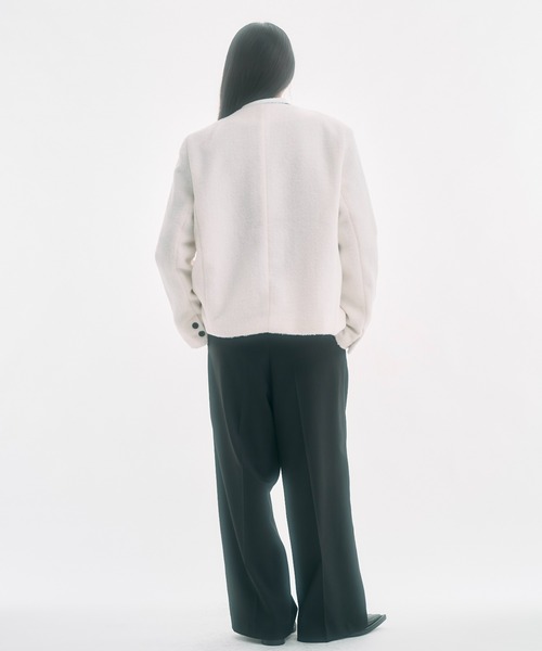 no collar wool shaggy jacket / ノーカラーウールシャギー