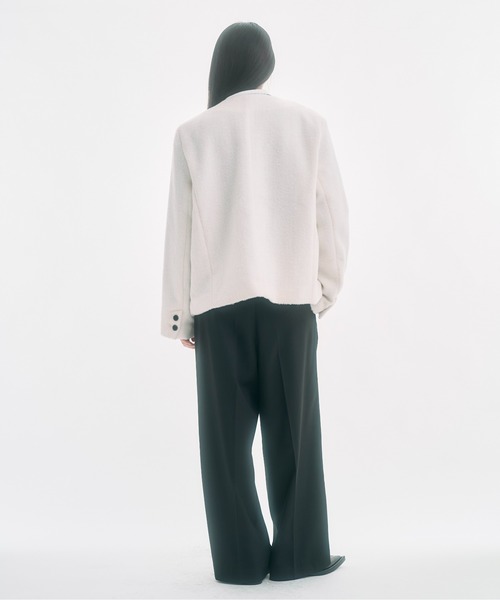 no collar wool shaggy jacket / ノーカラーウールシャギージャケット