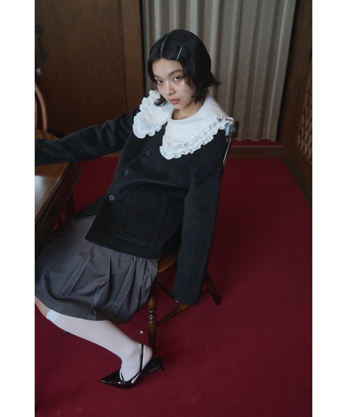 no collar wool shaggy jacket / ノーカラーウールシャギージャケット