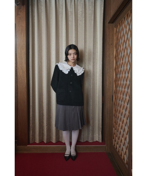 セール】no collar wool shaggy jacket / ノーカラーウールシャギー