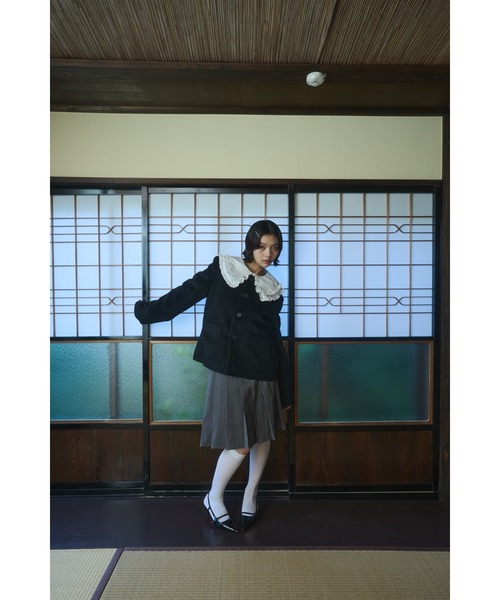 セール】no collar wool shaggy jacket / ノーカラーウールシャギー