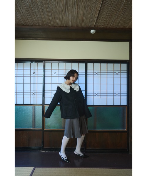 セール】no collar wool shaggy jacket / ノーカラーウールシャギー