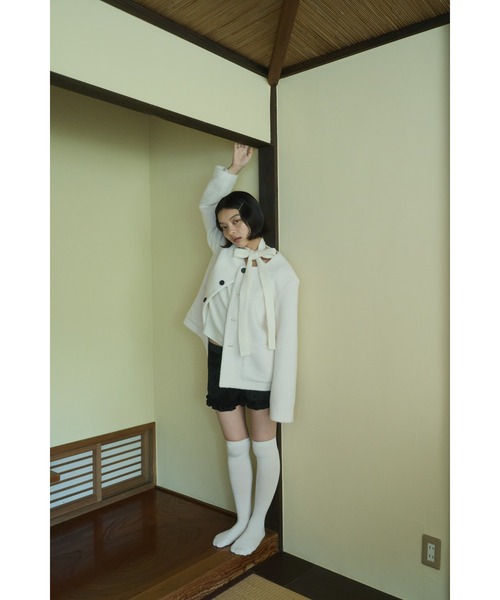 no collar wool shaggy jacket / ノーカラーウールシャギージャケット