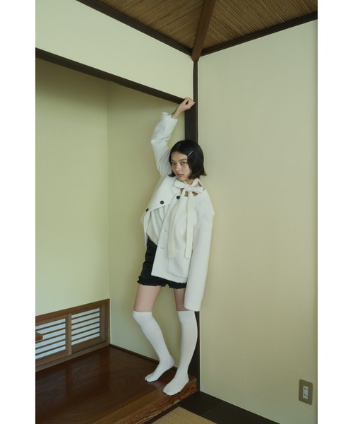 セール】no collar wool shaggy jacket / ノーカラーウールシャギー