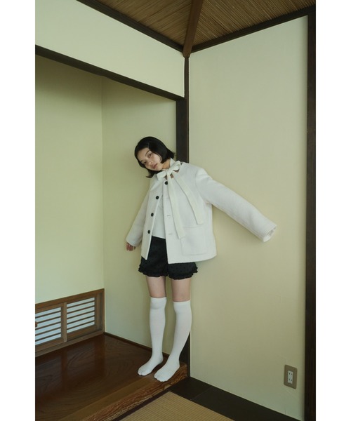 no collar wool shaggy jacket / ノーカラーウールシャギージャケット