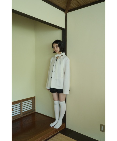 セール】no collar wool shaggy jacket / ノーカラーウールシャギー