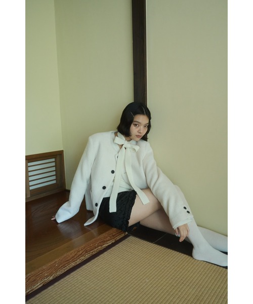 セール】no collar wool shaggy jacket / ノーカラーウールシャギー