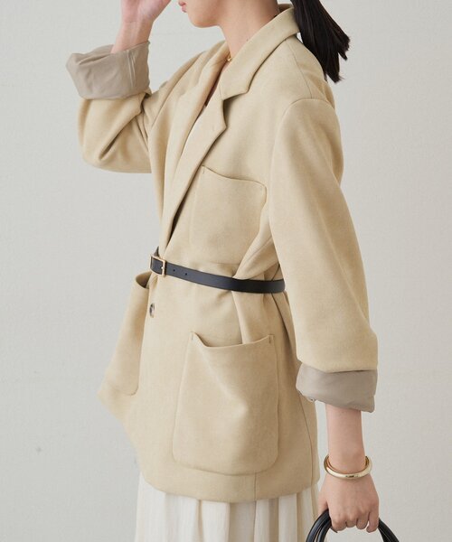 LOUNGEDRESS（ラウンジドレス）の「フェイクスウェードジャケット（テーラードジャケット・レディース・キャメル/ベージュ・FREE）」の13枚目の写真