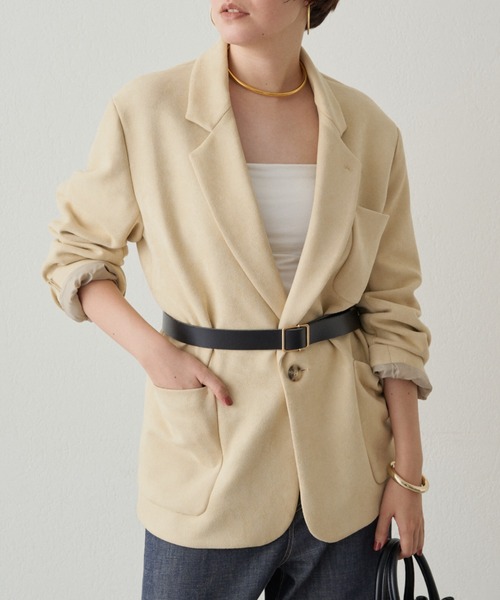 【新品タグ付】ラウンジドレス リネンダブルジャケット ブラック LOUNGEDRESS（ラウンジドレス）の「リネンダブルジャケット