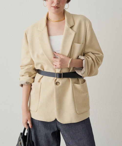 LOUNGEDRESS（ラウンジドレス）の「フェイクスウェードジャケット（テーラードジャケット・レディース・キャメル/ベージュ・FREE）」の5枚目の写真