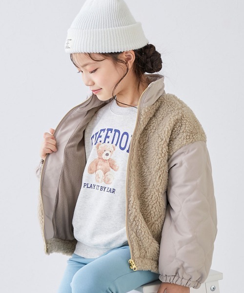 セール】洗える キルティングボア 切り替え スタンドジャケット