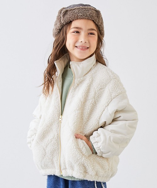 洗える キルティングボア 切り替え スタンドジャケット（ダウン