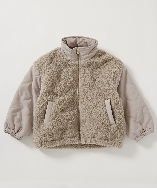 セール】洗える キルティングボア 切り替え スタンドジャケット