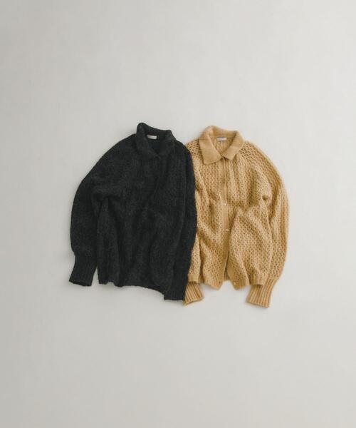 LAATO(ラート)の「mesh knit polo cardigan(カーディガン/ボレロ・レディース・ブルー系その他/マスタード・FREE)」の3枚目の写真