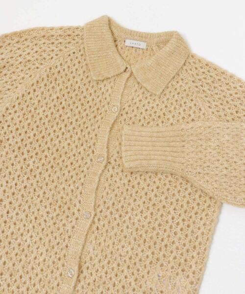 LAATO(ラート)の「mesh knit polo cardigan(カーディガン/ボレロ・レディース・ブルー系その他/マスタード・FREE)」の7枚目の写真