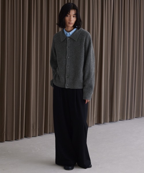 LUENNA(ルエナ)の「【LUENNA】Collared Knit Polo Cardigan / 襟付き ニットポロ カーディガン(カーディガン/ボレロ・メンズ・グレー/ダークブラウン・L/M/S)」の8枚目の写真