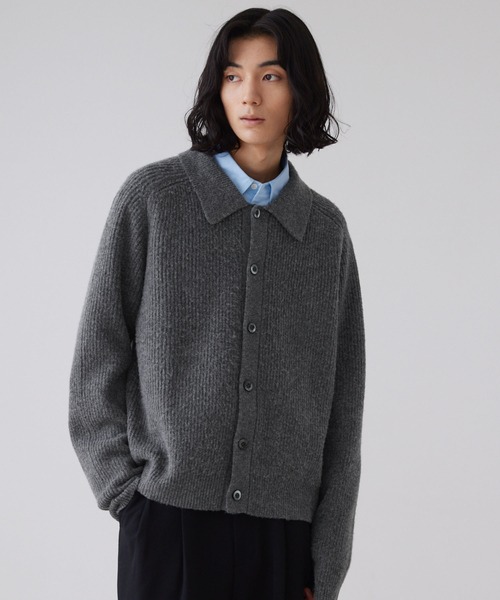 LUENNA(ルエナ)の「【LUENNA】Collared Knit Polo Cardigan / 襟付き ニットポロ カーディガン(カーディガン/ボレロ・メンズ・グレー/ダークブラウン・L/M/S)」の16枚目の写真