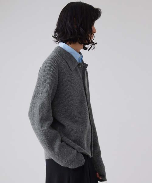 LUENNA(ルエナ)の「【LUENNA】Collared Knit Polo Cardigan / 襟付き ニットポロ カーディガン(カーディガン/ボレロ・メンズ・グレー/ダークブラウン・L/M/S)」の18枚目の写真
