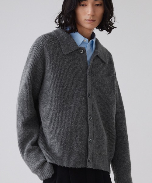 LUENNA(ルエナ)の「【LUENNA】Collared Knit Polo Cardigan / 襟付き ニットポロ カーディガン(カーディガン/ボレロ・メンズ・グレー/ダークブラウン・L/M/S)」の19枚目の写真